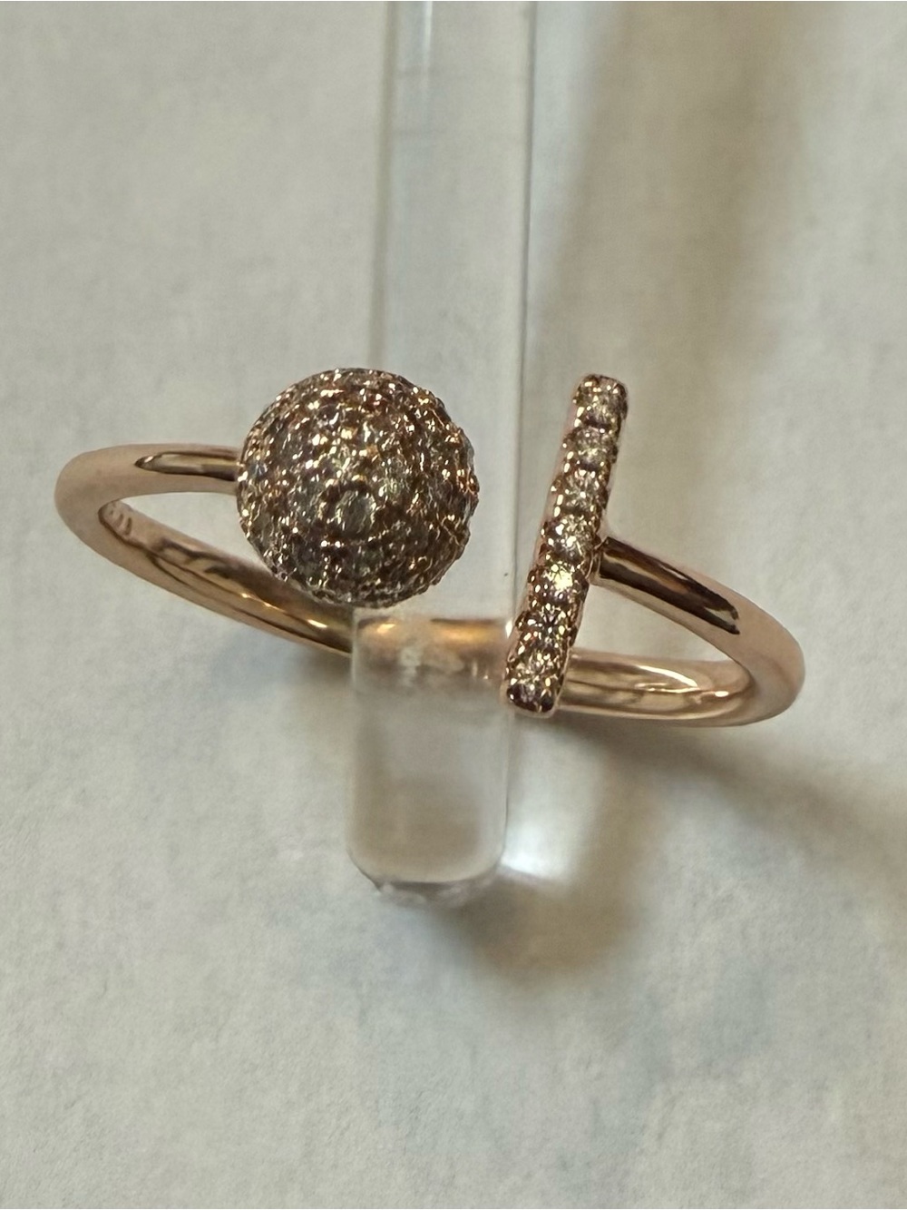 18k Gold Electroplated Cz Stones Pave Open Geometric Stackable Ring